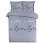 VISION Parure de couette Love - 100% coton - 1 housse de couette 240 x 260 cm + 2 taies d'oreiller 65 x 65 cm - Gris