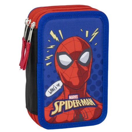 Pochette à crayons triple Spider-Man Bleu 12
