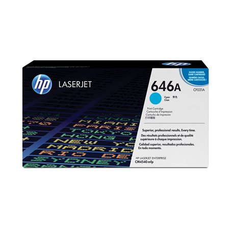 Toner original HP 646A Cyan Bleu/Blanc