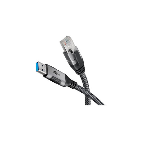 Goobay 70498 changeur de genre de câble USB A RJ-45 Noir