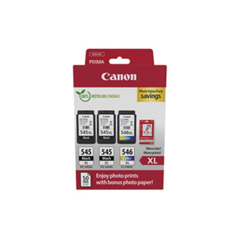 Canon 8286B015 cartouche d'encre 3 pièce(s) Original Rendement élevé (XL) Noir, Cyan, Magenta, Jaune