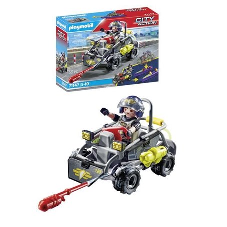 PLAYMOBIL - Quad transformable de bandit - Les policiers - City Action - Unité d'élite