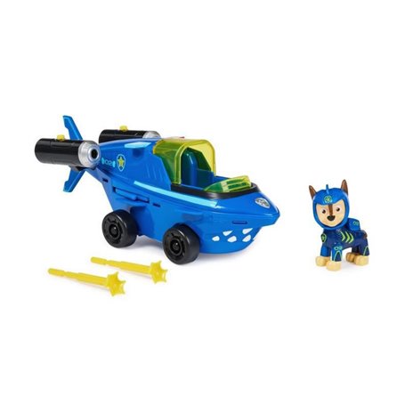 PAW Patrol PAT' PATROUILLE AQUA PUPS - Voiture + Figurine Chase - Voiture Pat Patrouille Chase - Figurine à Collectionner - Thèm