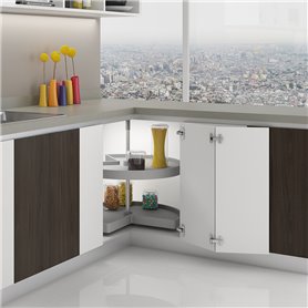 Emuca 8928821 jeu de plateaux rotatifs Shelvo 3 4, pour module de 800mm, plastique et aluminium, Gris Emuca 8928821 jeu de plateaux rotatifs Shelvo 3 4