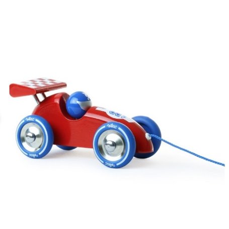 Voiture de course a trainer rouge et bleue