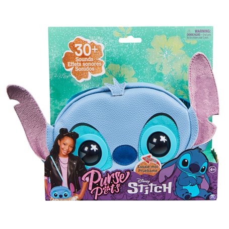 Purse Pets - DISNEY STITCH - COMPAGNON INTERACTIF FORMAT SAC À MAIN - Animal Interactif Stitch Qui Cligne Des Yeux - À L'Epaule