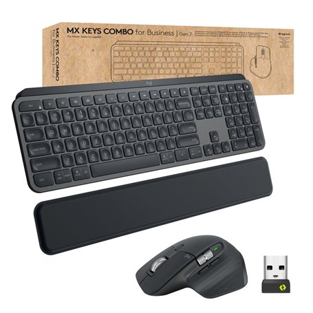 Logitech MX Keys combo for Business Gen 2 clavier Souris incluse RF sans fil + Bluetooth QWERTY Espagnole Graphite