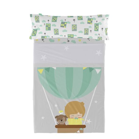 Jeu de draps HappyFriday Happynois Air Balloon Multicouleur Lit 1 persone 2 Pièces