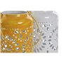 Bougeoir Home ESPRIT Jaune Blanc Fer 15 x 15 x 26 cm (2 Unités)