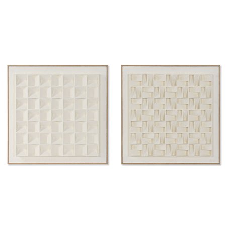 Cadre Home ESPRIT Beige Géométrique Moderne 60 x 7 x 60 cm (2 Unités)