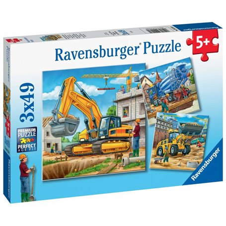 Puzzles 3x49 p - grands véhicules de construction