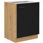 Meuble bas - MODENA - 60 cm - 1 porte battante - Chene artisan et noir mat - CUISINIER