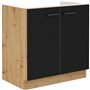 Meuble sous evier - MODENA - 80 cm - 2 portes battantes - Chene artisan et noir mat - CUISINIER