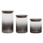 Set de 3 Boites Home ESPRIT Gris Naturel Acacia Verre Borosilicaté 900 ml 1