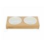 Mangeoire pour chiens Trixie Blanc Naturel Céramique Bambou Ø 12 cm 2 x 250 ml 30 × 5 × 14 cm