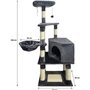 SWIFTY Arbre a chat - 55 x 40 x 138 cm - Gris foncé - 3 plateformes, 1 perchoir, 1 niche, poteaux a griffer