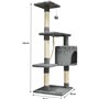 PALOMA Arbre a chat gris foncé 40 x 40 x 114cm -  3 plateformes, 1 corde, 1 niche , poteaux a griffer