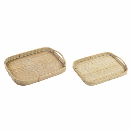 Jeux de plateaux DKD Home Decor Marron Rotin (51.5 x 36 x 7.5 cm) (44.5 x 31.5 x 6 cm) (2 pcs)