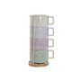 Ensemble de tasses à café DKD Home Decor Vert Bleu ciel Lila Métal Bambou Dolomite 260 ml