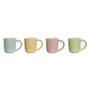 Ensemble de tasses à café Home ESPRIT Jaune Bleu Vert Rose Porcelaine 90 ml 4 Pièces
