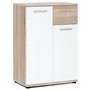 JACKY Meuble de rangement Petit Buffet - Blanc mat et décor chene Sonoma - Classique - L 60 cm