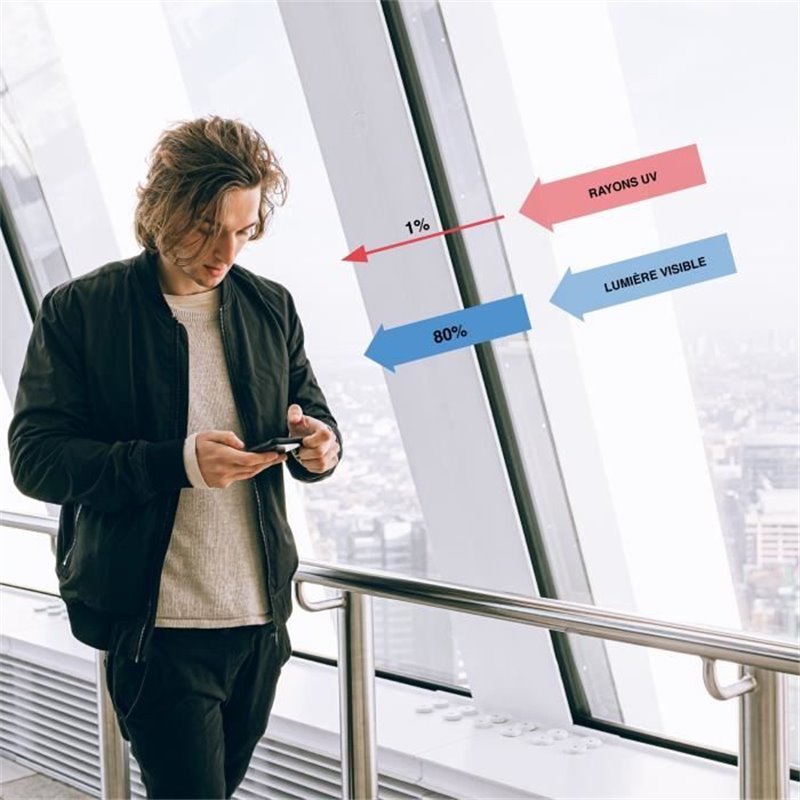 Image secondaire de Film Adhésif pour Vitrage - EASY PROTEC - 100 x 90 cm - Anti Chaleur