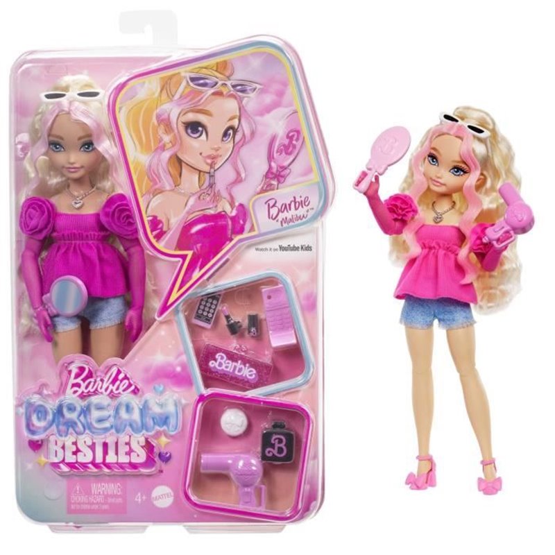 BARBIE équipe de Reve « Malibu »-Poupée et 8 accessoires - Barbie - HYC21
