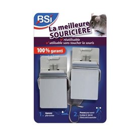Pieges a souris - BSI - Tapettes plastiques - Lot de 2 - Réutilisables - Inoxydable - Plastique recyclé - Pour la maison et auto