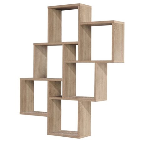 FMD Etagere Murale avec 8 Compartiments Couleur Chene Tablette Salon Rangement 428743