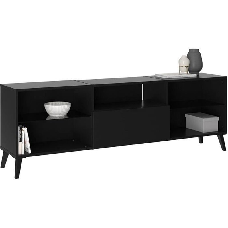 Meubles TV/Hifi Lowboard - Décor noir - L153,5 x H52 x P31,5 cm - Fabriqué en Allemagne