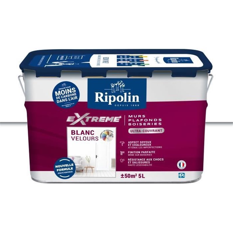 Image secondaire de Peinture Extreme murs et plafonds - Blanc velours - RIPOLIN - 5 L