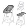 ROBA Chaise Haute Évolutive Born Up 2 en 1 + Transat Inclinable a Motifs Étoiles - Little Stars - Des la Naissance - Bois Blanc