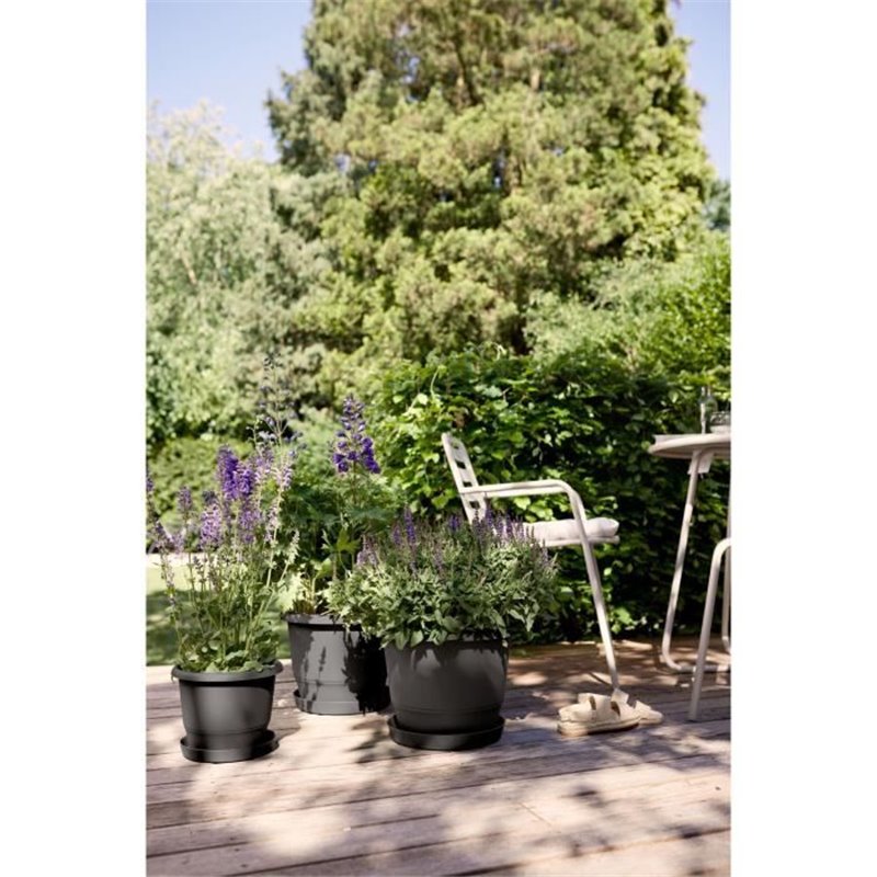 Image secondaire de Pot de fleurs - ELHO - Amiga Rond 35 - Noir - L 35 x B 34.5 x H 26 cm - Extérieur - 100% recyclé