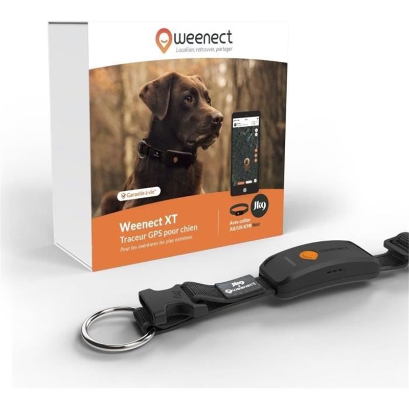 Collier GPS pour chien - WEENECT Chien XT - Antenne XL - Etanche - Collier Julius-K9 - Fonctionne avec abonnement - Noir