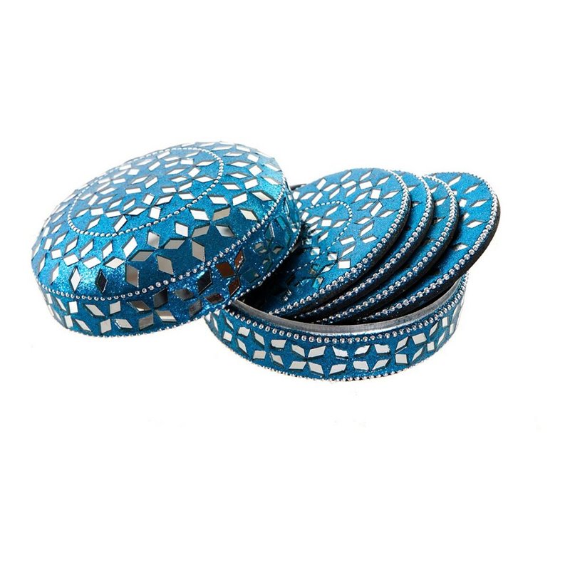 Image secondaire de Dessous de verres DKD Home Decor Aluminium Bois MDF (3 pcs)