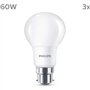 Ampoule LED - PHILIPS - 60 W - B22 - Blanc chaud - Dépolie - Non-Dimmable - 3 pieces