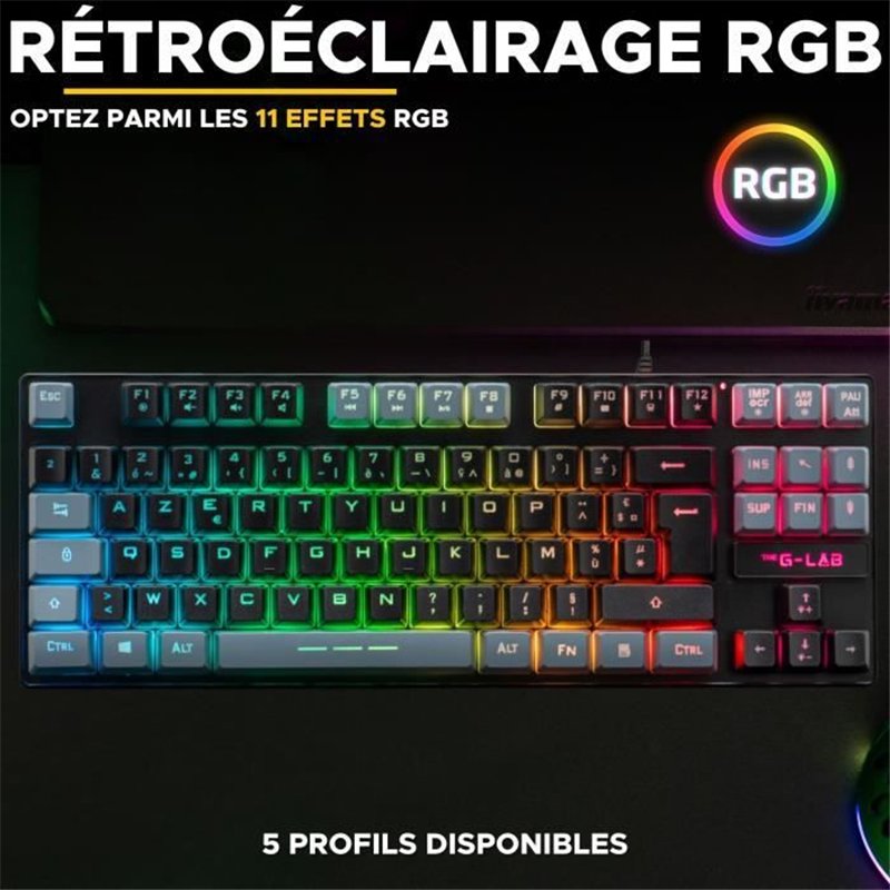 Image secondaire de Clavier Gamer - The G-Lab - KEYZ CAESIUM - RGB - Noir & gris - TKL