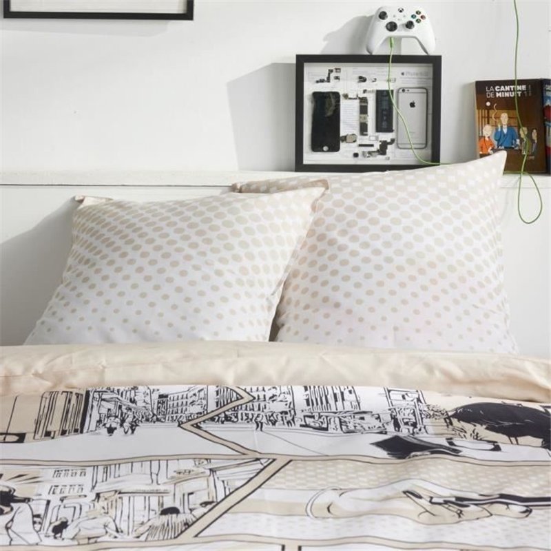 Image secondaire de Parure de lit - TODAY - JAVA - 2 personnes - 240x220 cm - Coton - Imprimé Manga - Beige