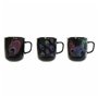 Tasse mug DKD Home Decor Porcelaine Noir Rose (11.5 x 8.5 x 10 cm) (3 pcs) (380 ml)
