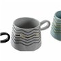 Tasse mug DKD Home Decor Noir Gris Bleu Rose Grès Moderne (400 ml) (4 Unités)