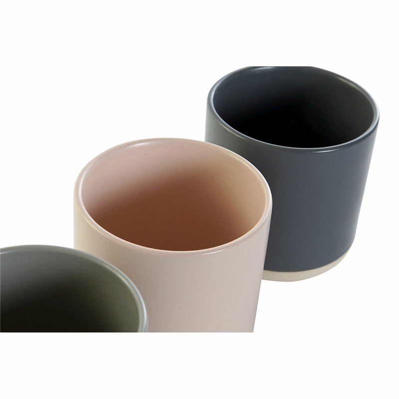 Image secondaire de Tasse mug DKD Home Decor Rose clair Gris foncé Gris clair Grès (350 ml) (4 Unités)