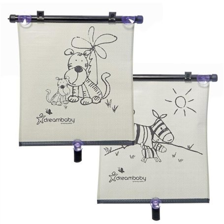 Store enrouleur de fenetre de voiture - DREAMBABY - Double face Zebra & Tigre Print - Réglable  2pcs