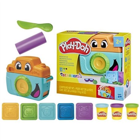 Play-Doh Mes petites photos Starters, pâte a modeler, caméra factice, 7 accessoires et tapis d'activité, des 2 ans