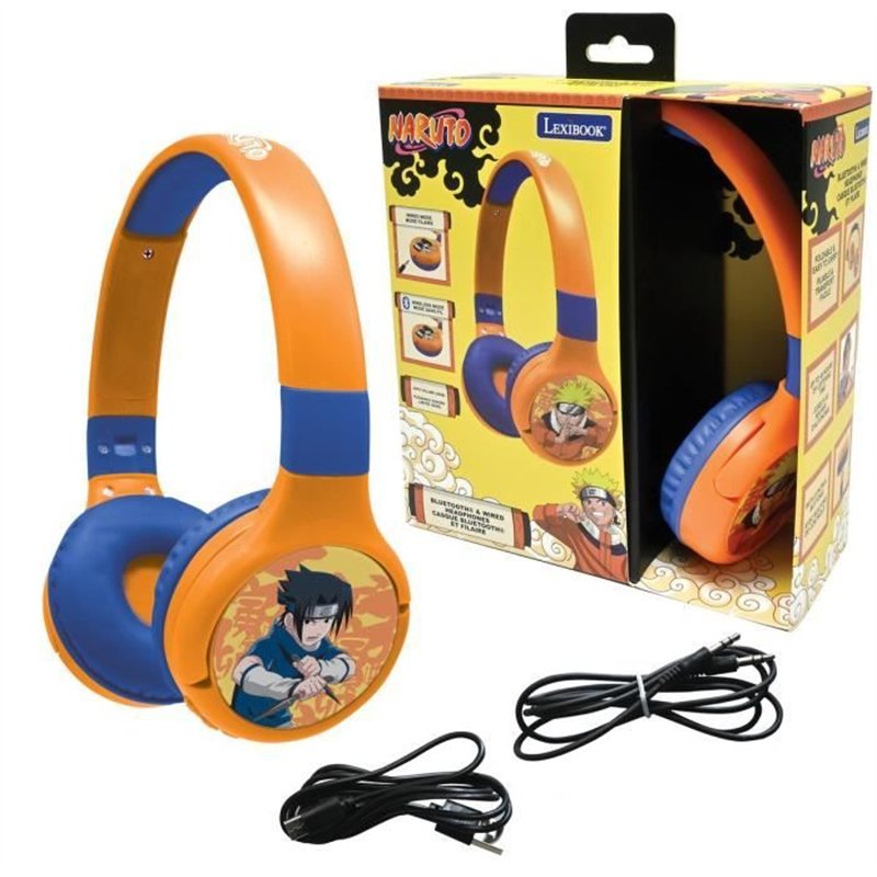 Casque 2 en 1 Bluetooth et Filaire confortable et pliable avec limitation de son Naruto
