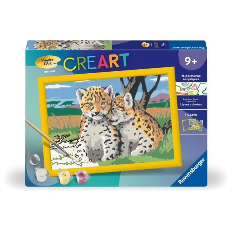 CreArt Kids 18x24cm Petits léopards, Kit de peinture par numéros Numéro d'Art, Des 9 ans, 25832, Ravensburger
