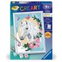 CreArt Kids 18x24cm Licorne fleurie, des 9 ans, Kit de peinture par numéros Numéro d'Art, 25834, Ravensburger