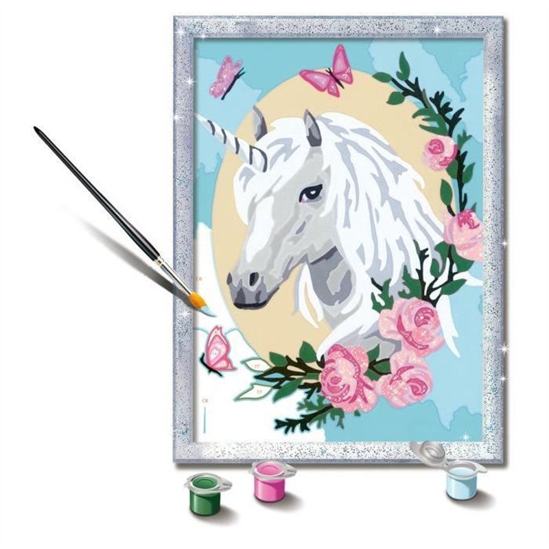 Image secondaire de CreArt Kids 18x24cm Licorne fleurie, des 9 ans, Kit de peinture par numéros Numéro d'Art, 25834, Ravensburger