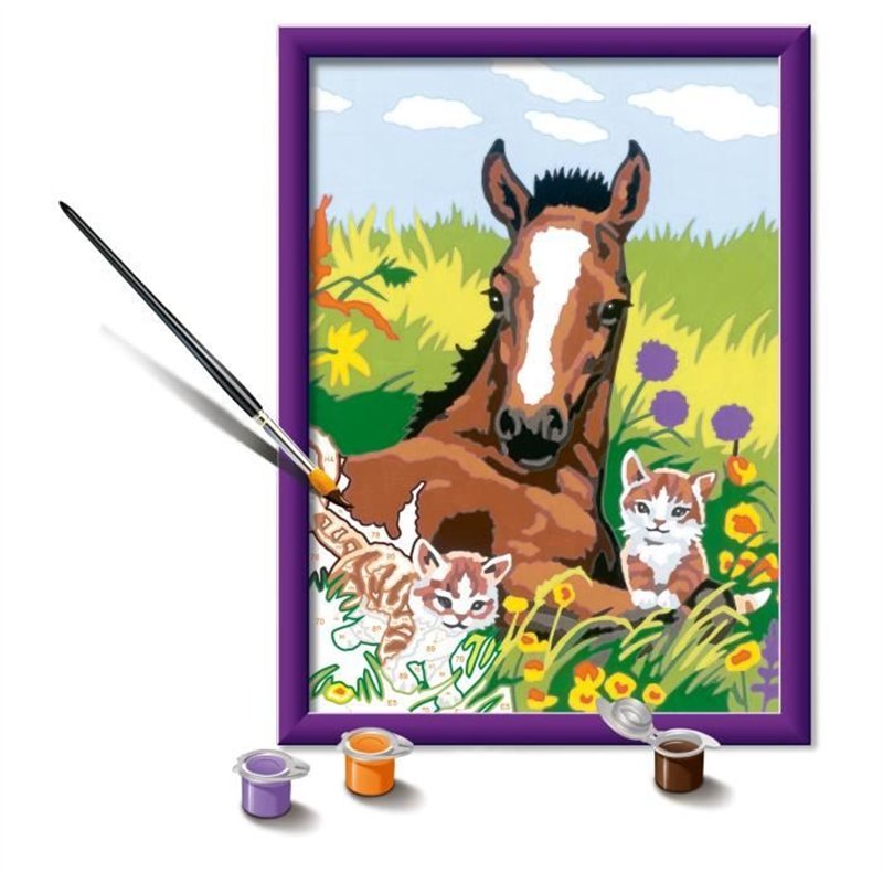 Image secondaire de CreArt Kids 18x24cm Cheval et chatons, Kit de peinture par numéros Numéro d'Art, Des 7 ans, 25840, Ravensburger