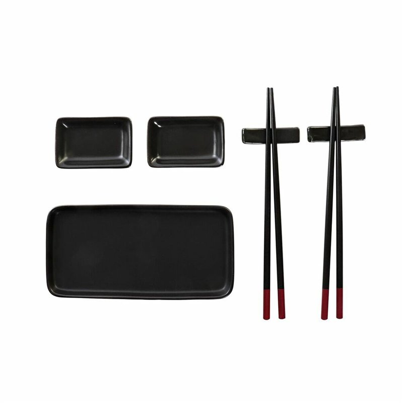 Set de sushi DKD Home Decor Noir Bambou Grès (31,3 x 19,3 x 2,7 cm)