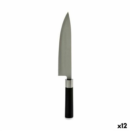 Couteau de cuisine Kinvara KT11-5604S01 Noir Argenté Acier inoxydable Plastique 5 x 33,5 x 2,3 cm (12 Unités)